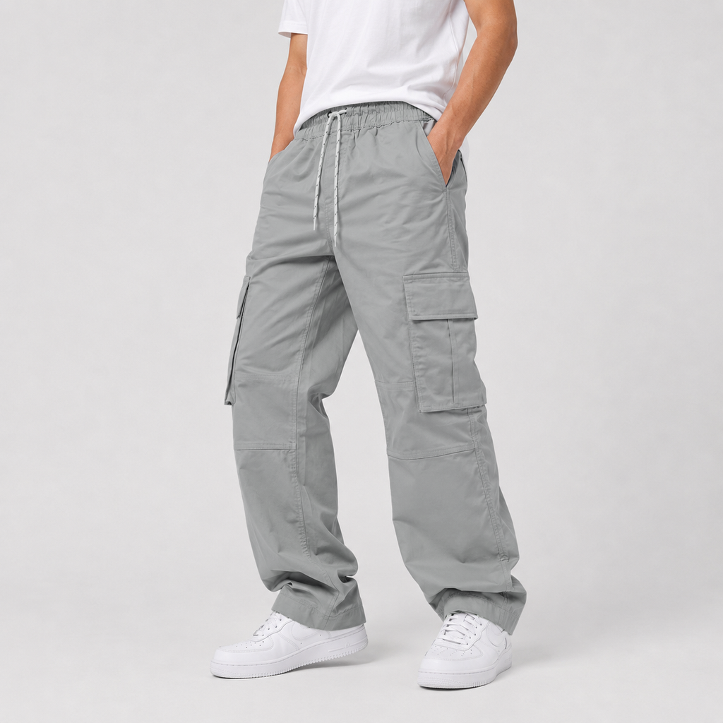 ASH GREY Full Baggy Cargo Trousers