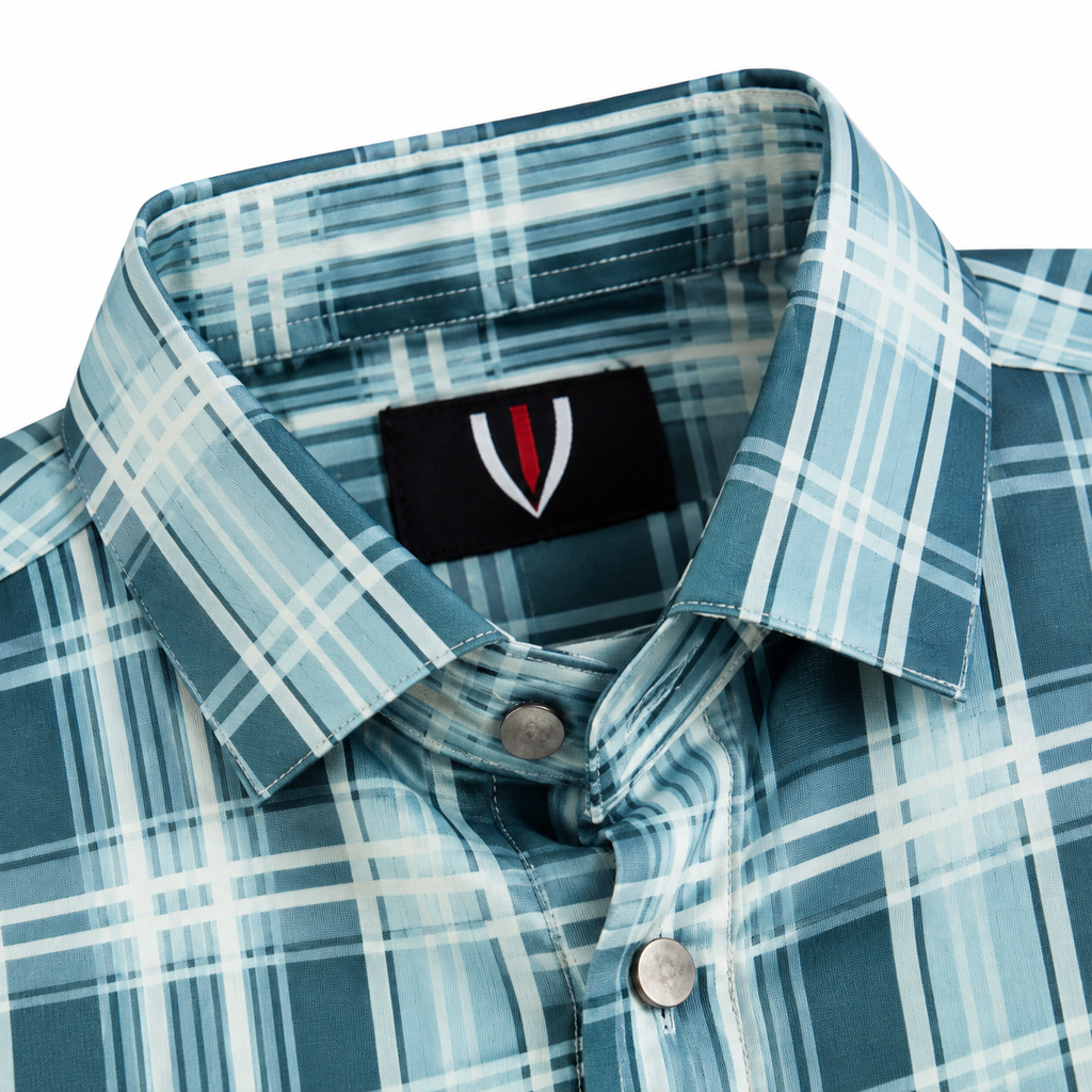 Aqua Teal Heritage Check Full-Sleeve Shirt | Smart Fit