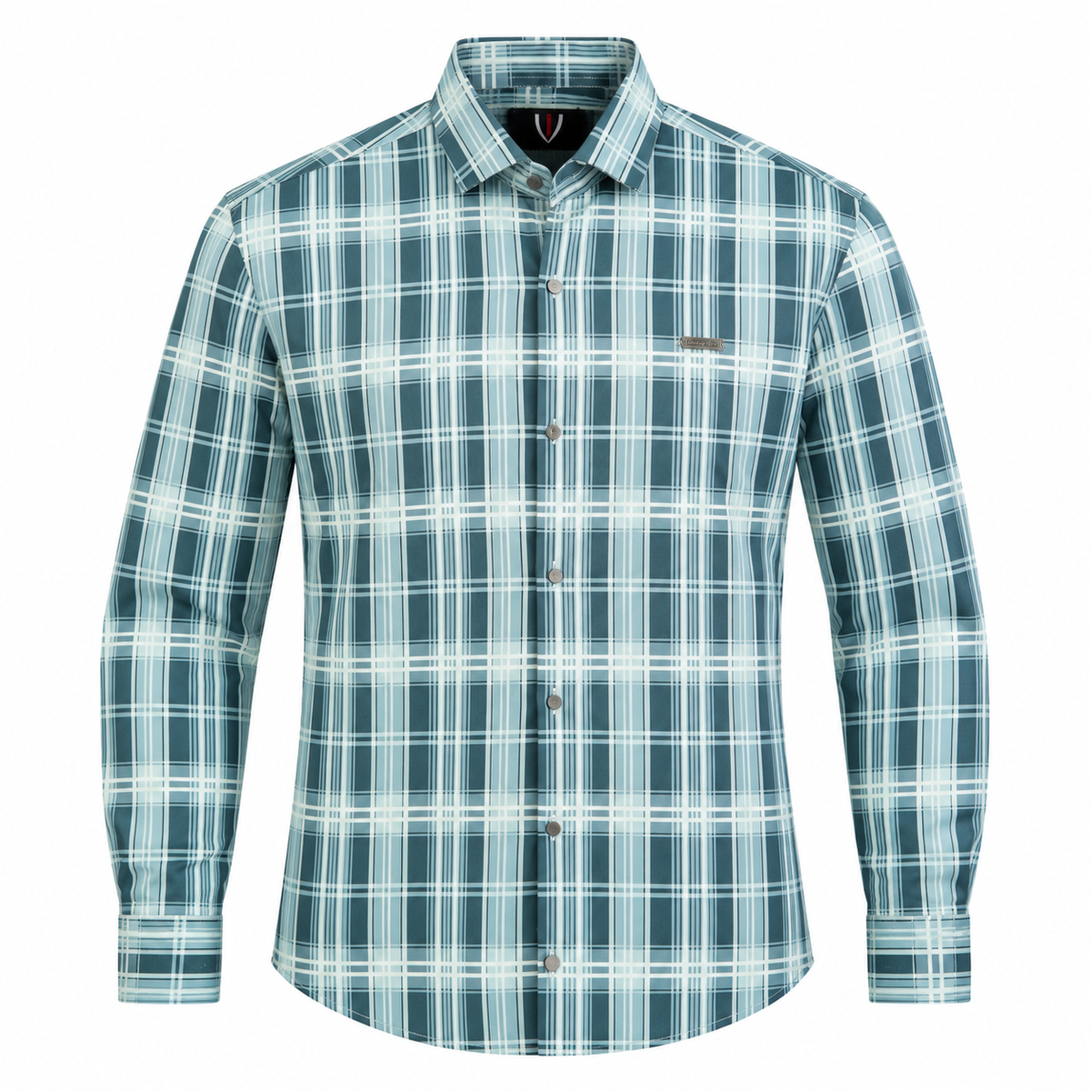 Aqua Teal Heritage Check Full-Sleeve Shirt | Smart Fit