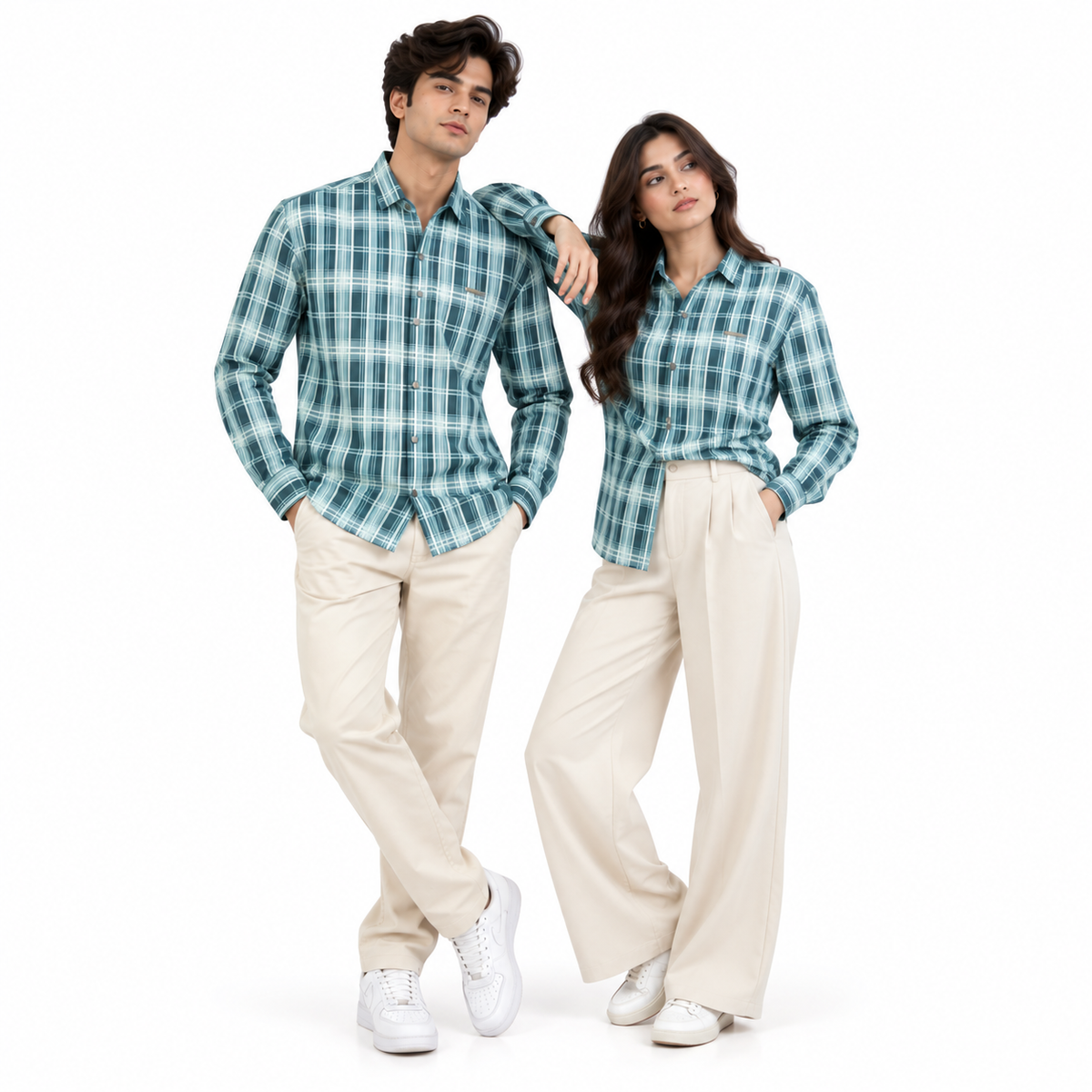 Aqua Teal Heritage Check Full-Sleeve Shirt | Smart Fit