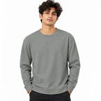 Ash Grey Geometric Textured Crewneck Sweatshirt – Unisex