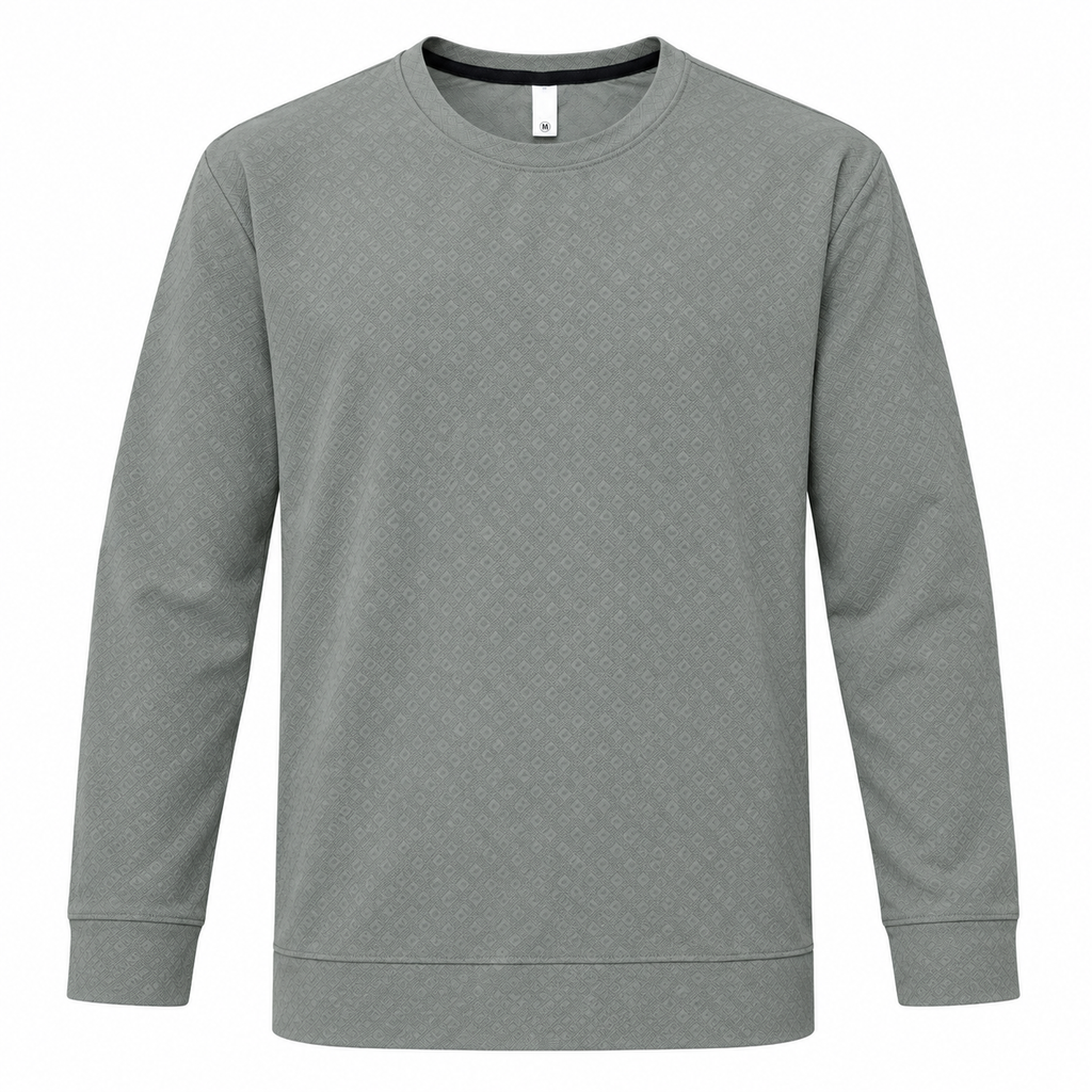 Ash Grey Geometric Textured Crewneck Sweatshirt – Unisex
