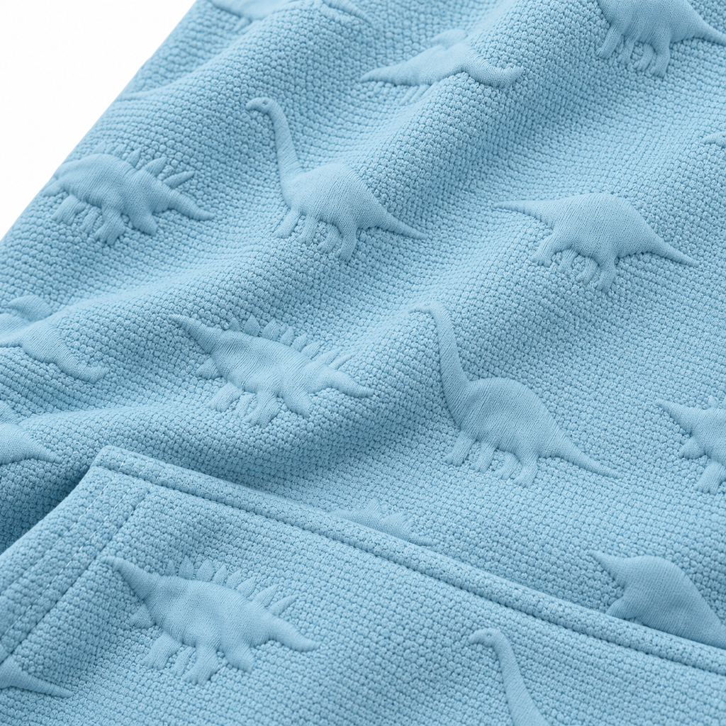 Baby Blue Dinosaur Embossed Textured Pullover Hoodie – Unisex