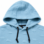 Baby Blue Dinosaur Embossed Textured Pullover Hoodie – Unisex
