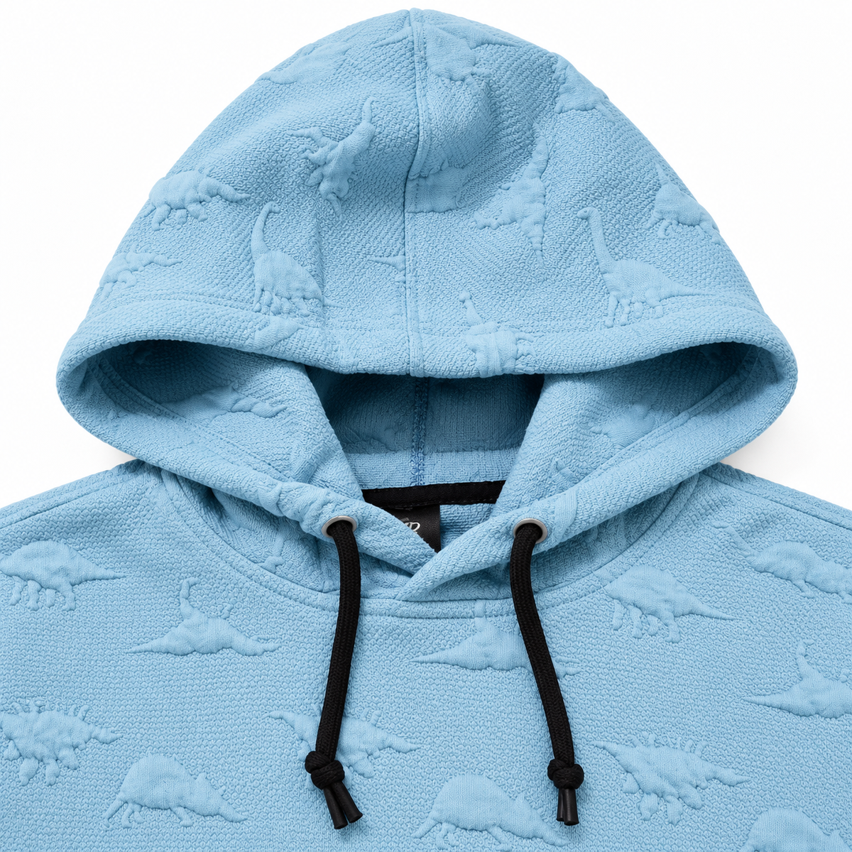 Baby Blue Dinosaur Embossed Textured Pullover Hoodie – Unisex
