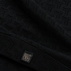Black Jacquard Quarter-Zip Full Sleeve Tee | Relaxed Fit