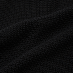 Black Textured Open-Collar Full-Sleeve Polo Tee | Relaxed Fit (Copy)