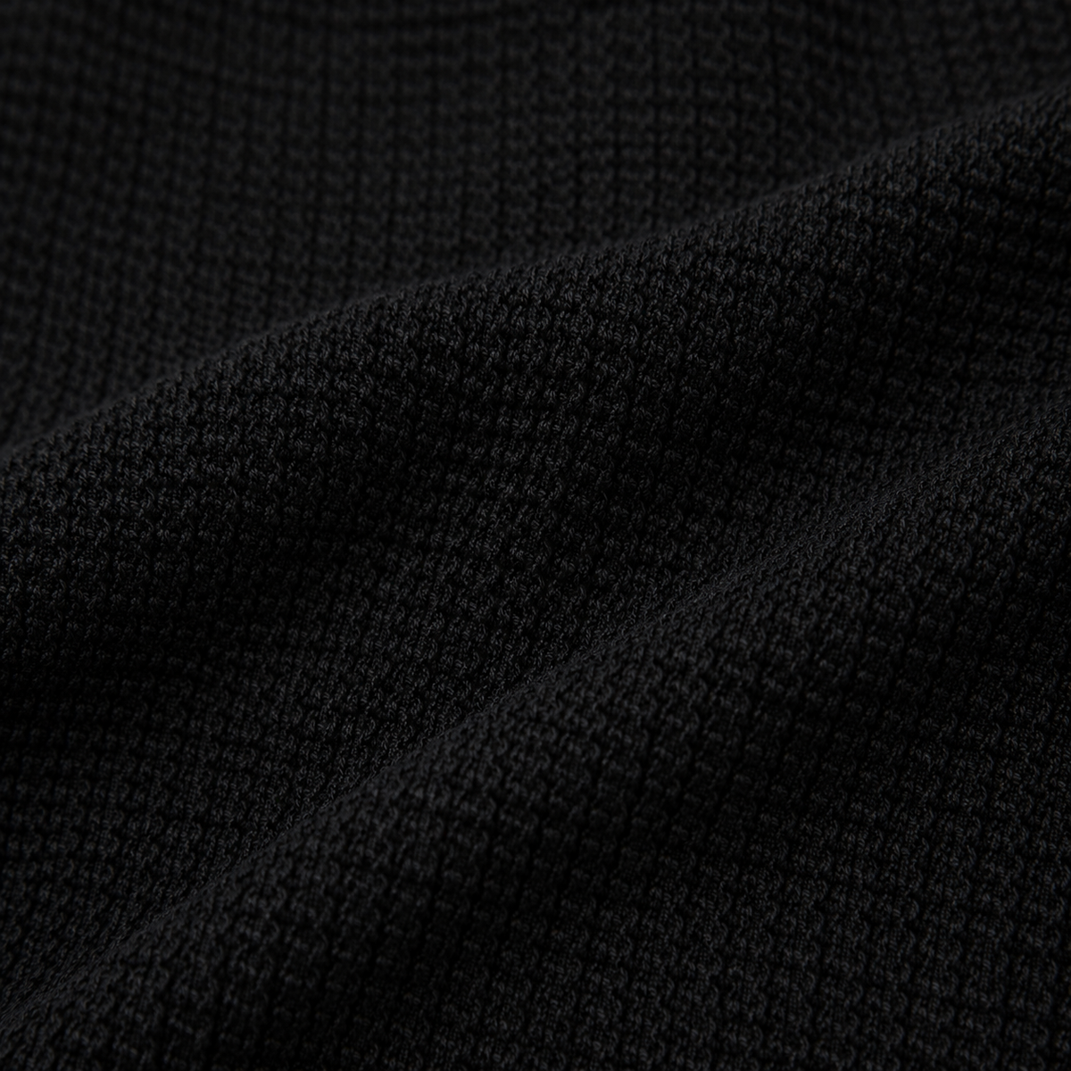 Black Textured Open-Collar Full-Sleeve Polo Tee | Relaxed Fit (Copy)