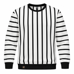 Black & White Striped Crewneck Sweatshirt – Unisex