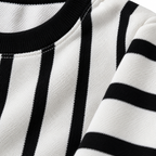 Black & White Striped Crewneck Sweatshirt – Unisex