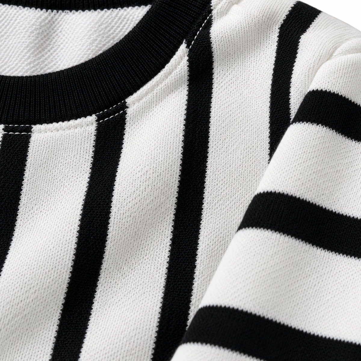 Black & White Striped Crewneck Sweatshirt – Unisex