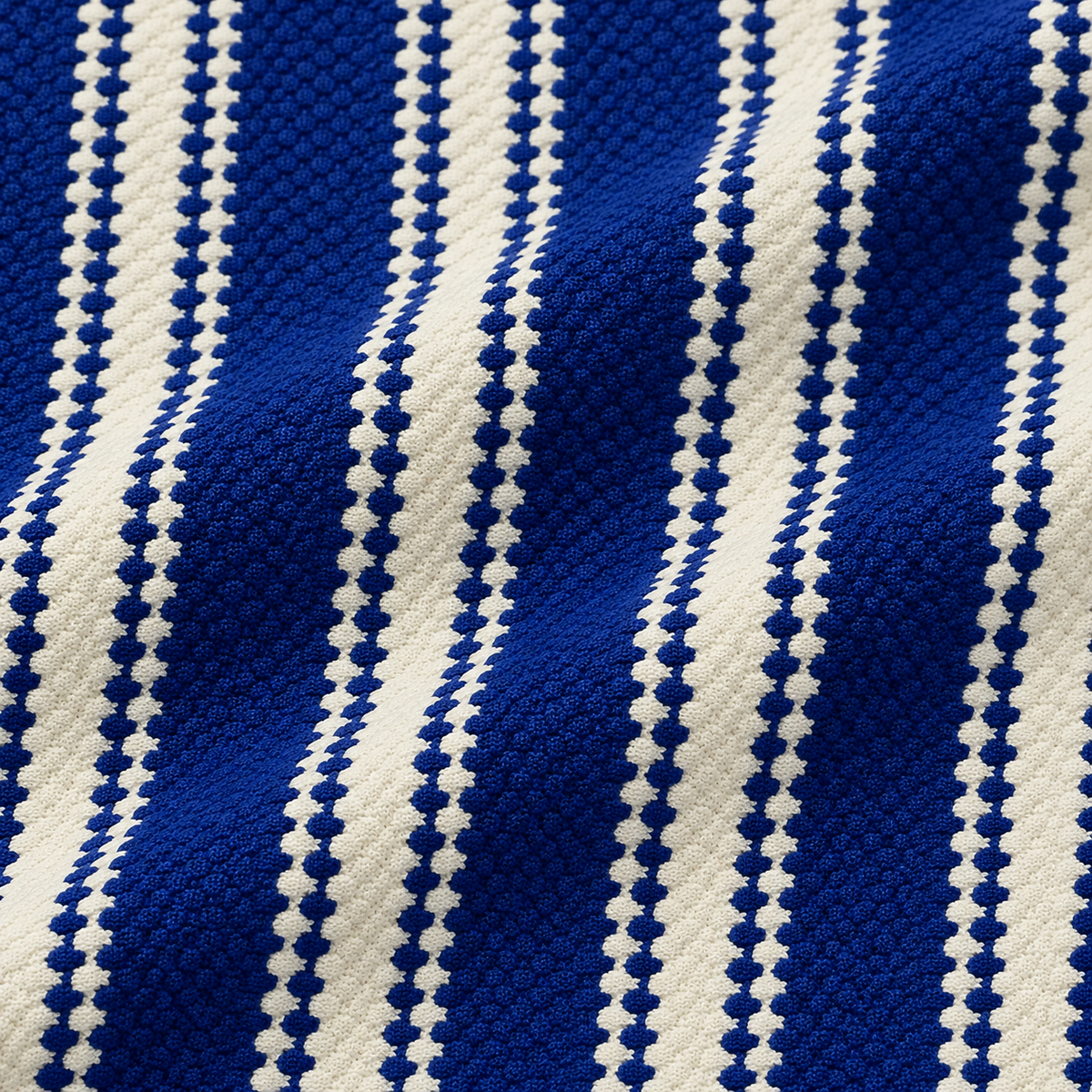 Blue & White Striped Knit Polo Sweatshirt – Unisex