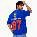 Blue Motorsport Graphic Drop-Shoulder T-Shirt