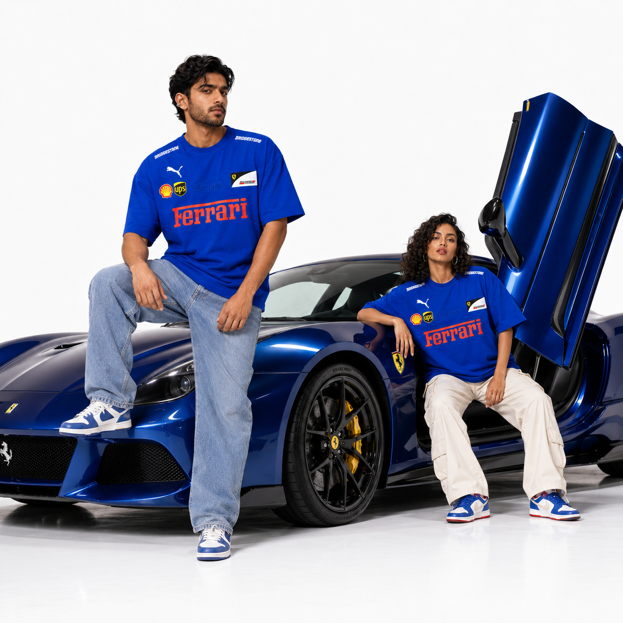 Blue Motorsport Graphic Drop-Shoulder T-Shirt