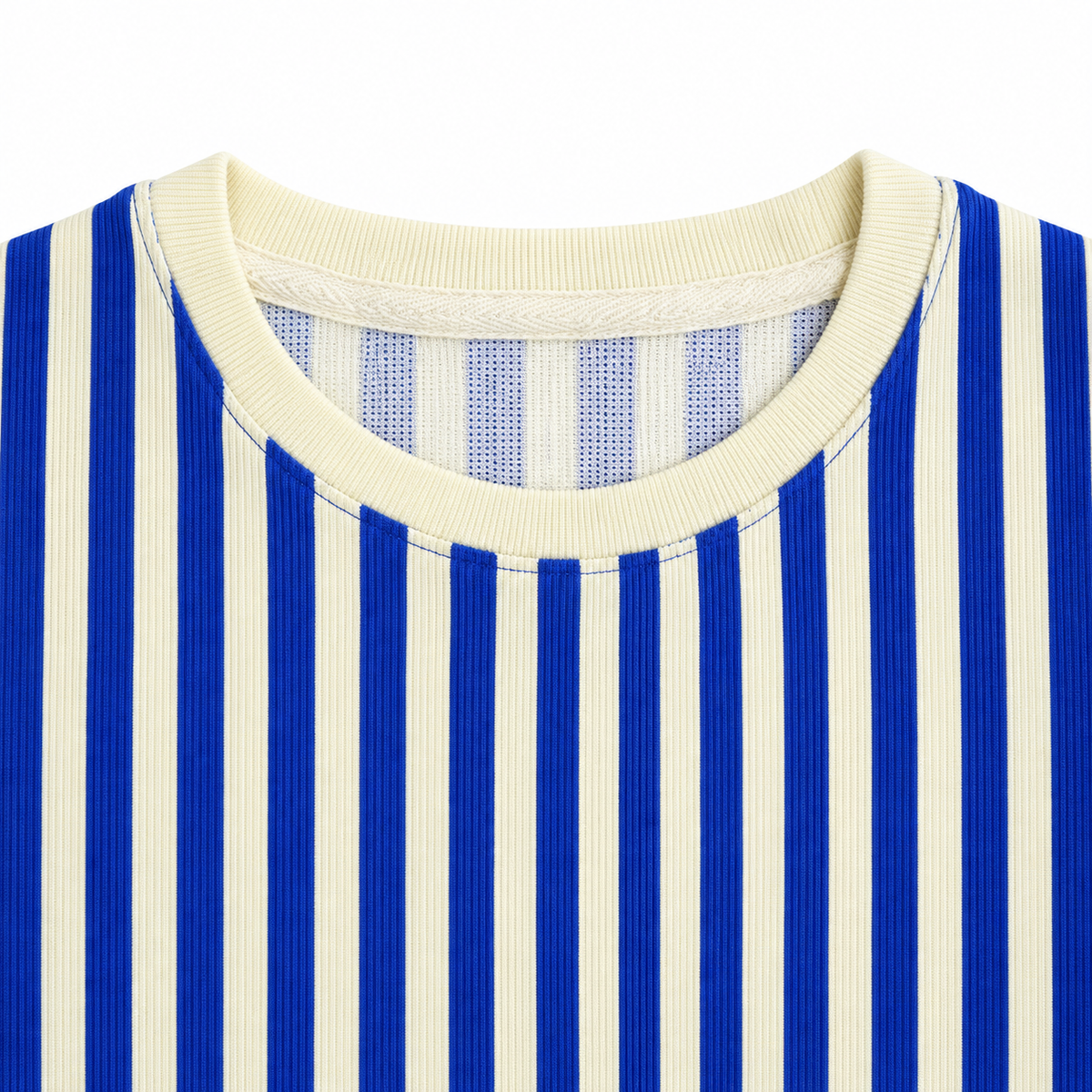 Blue & Cream Stripe Full-Sleeve Tee | Relaxed Fit