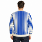 Blue & Cream Stripe Full-Sleeve Tee | Relaxed Fit