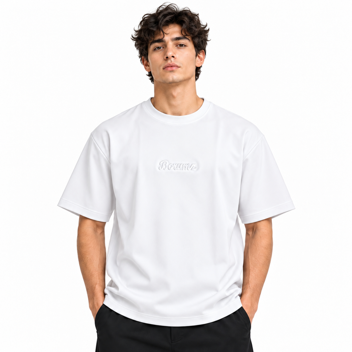 Borumz Essentials 300 GSM Scuba Drop Shoulder T-Shirt- White