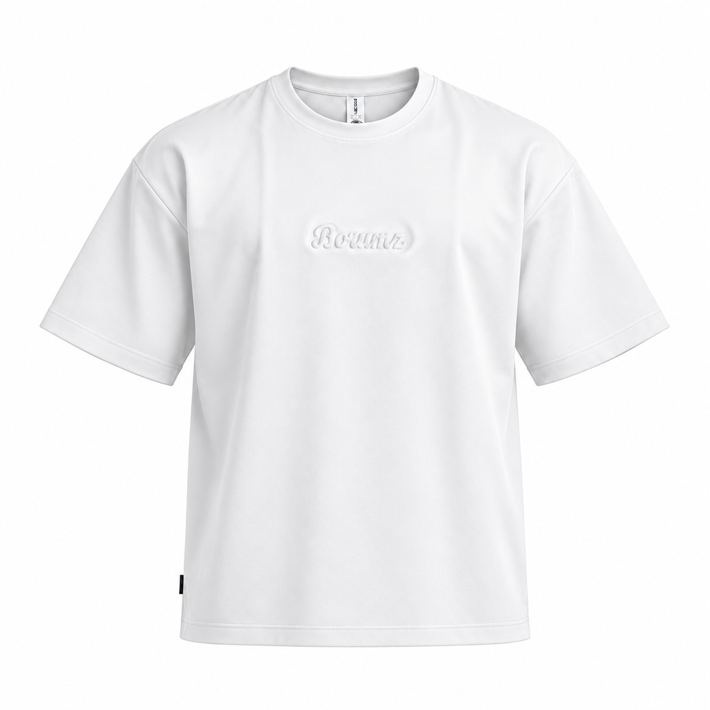 Borumz Essentials 300 GSM Scuba Drop Shoulder T-Shirt- White