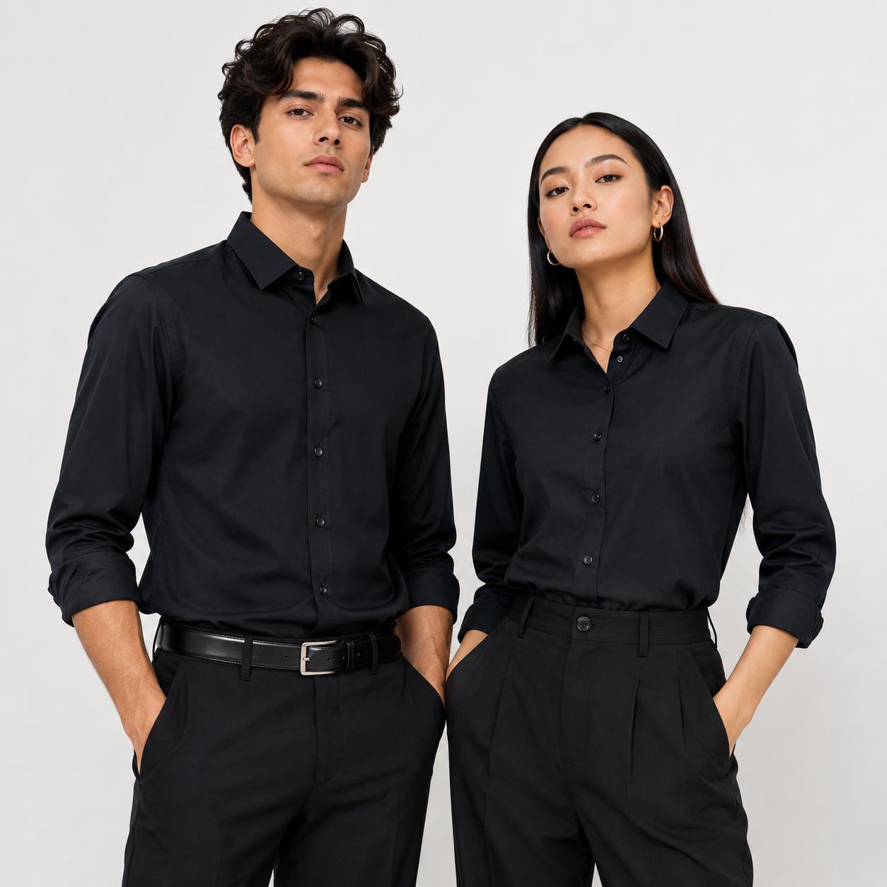 Black Regular Fit Semi-Formal Shirt