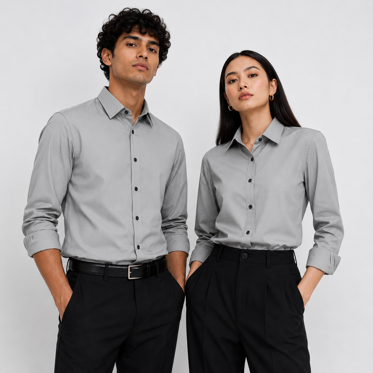 Stone Grey Regular Fit Semi-Formal Shirt