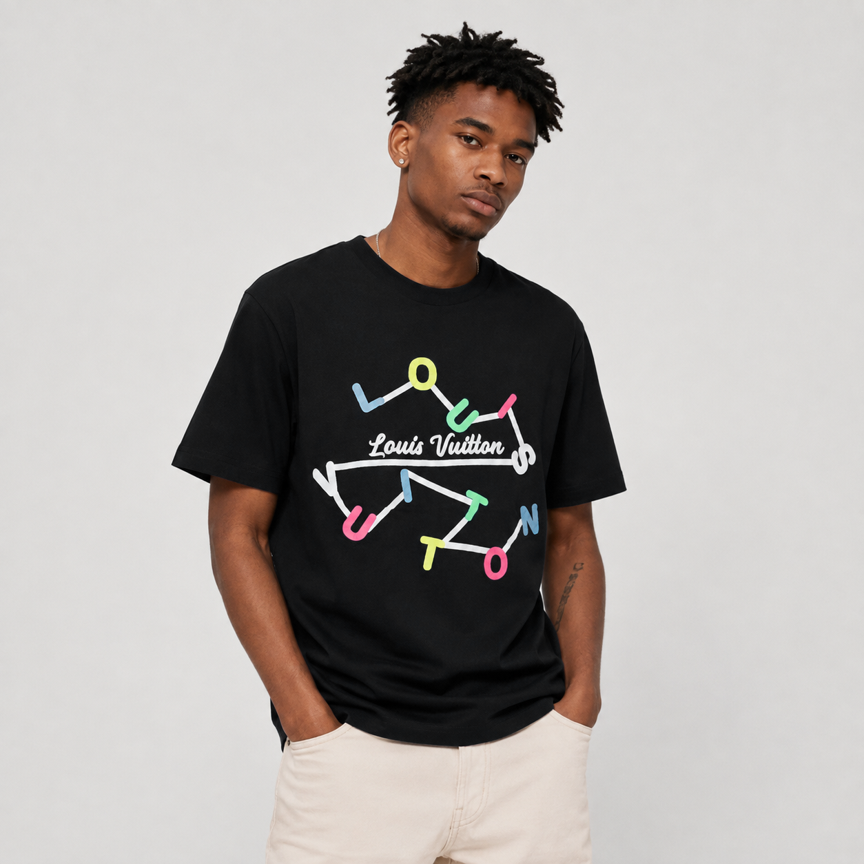Regular Fit Abstract Typography Graphic T-Shirt _ Black