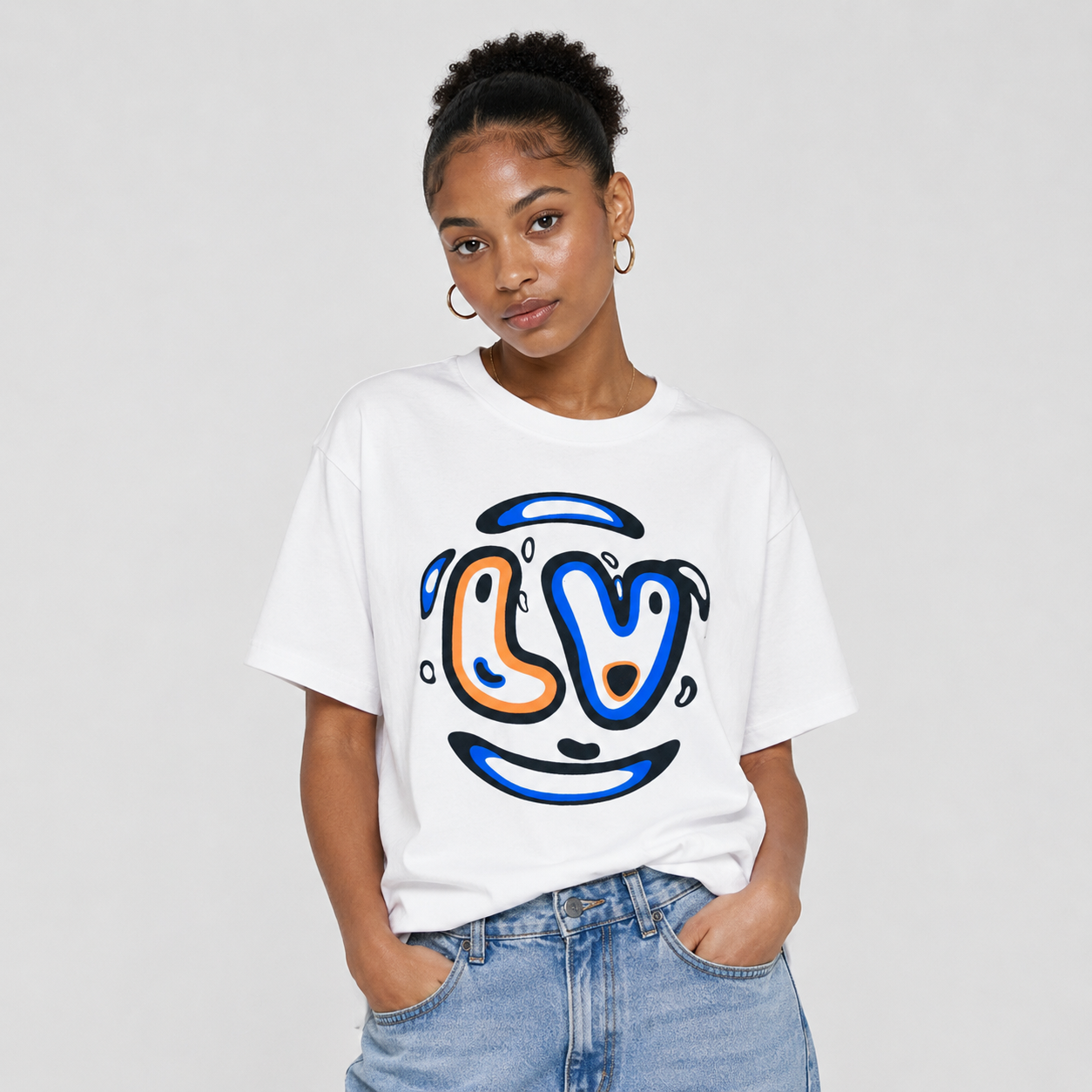 Regular Fit Graphic Print T-Shirt – Love Smile Design _ White