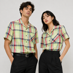 Lime Green Plaid Semi-Formal Shirt | Regular Fit | Unisex