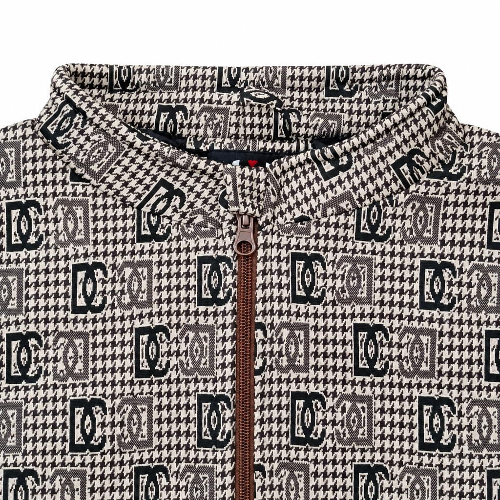 Brown & Black GG Monogram Houndstooth Jacquard Knit Jacket