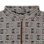 Brown & Black GG Monogram Houndstooth Jacquard Knit Jacket