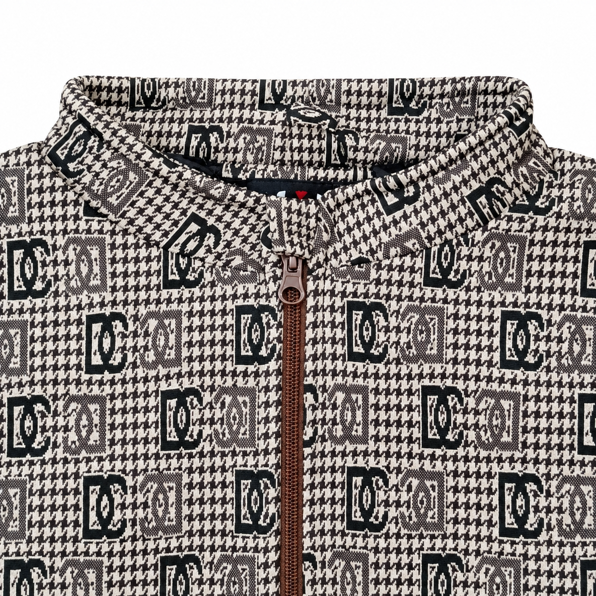 Brown & Black GG Monogram Houndstooth Jacquard Knit Jacket