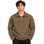 Brown & Black Geometric Half-Zip Polo Sweatshirt – Unisex (Copy)