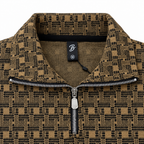 Brown & Black Geometric Half-Zip Polo Sweatshirt – Unisex (Copy)