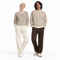 Brown & Cream Stripe Full-Sleeve Tee | Relaxed Fit