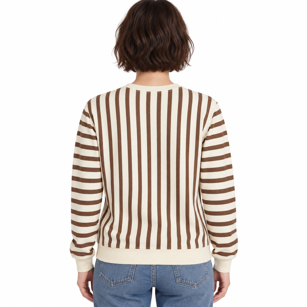 Brown & Cream Stripe Full-Sleeve Tee | Relaxed Fit