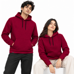 Burgundy Red Basket-Weave Textured Pullover Hoodie – Unisex