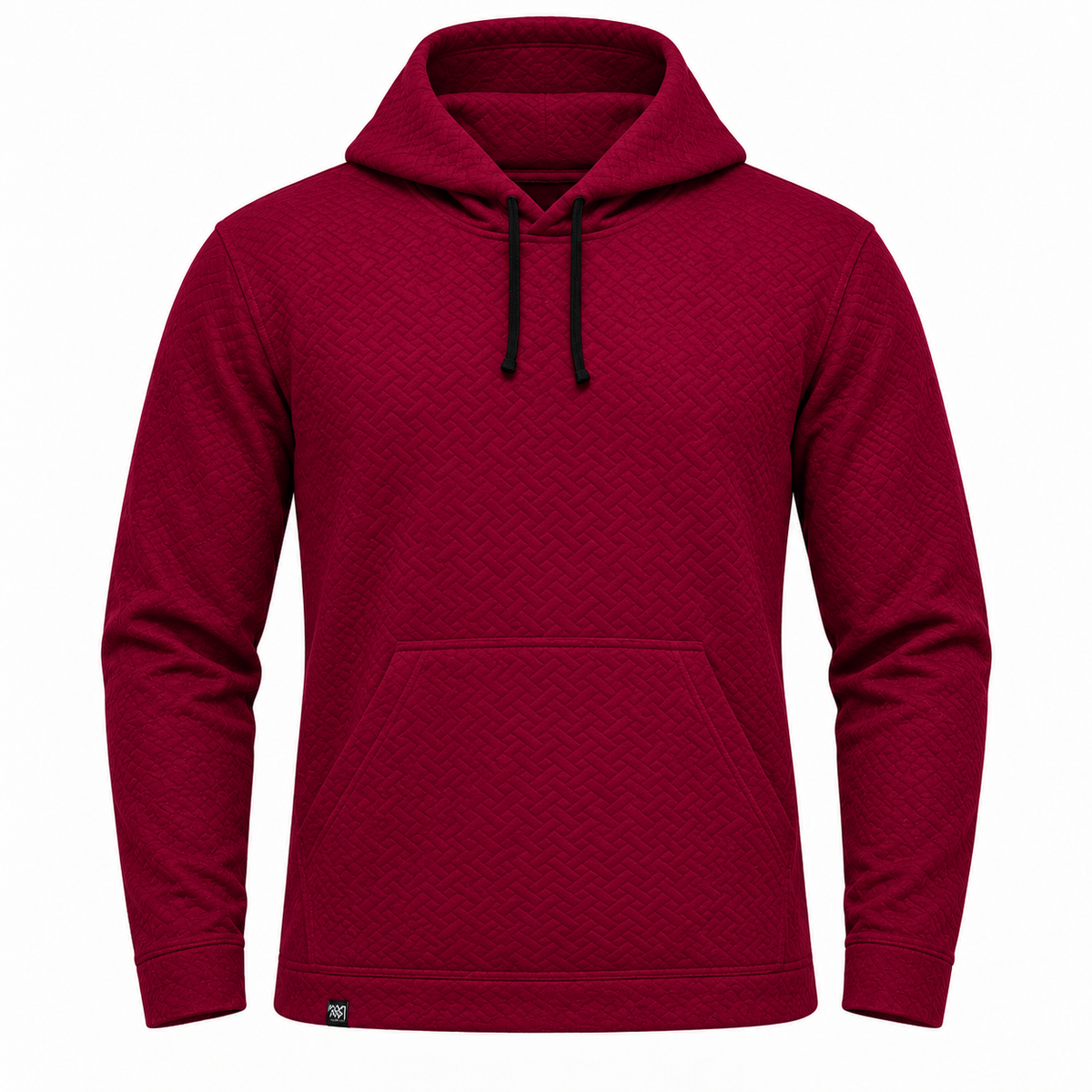 Burgundy Red Basket-Weave Textured Pullover Hoodie – Unisex