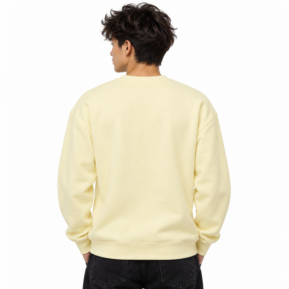 Butter Yellow Embossed Logo Oversized Crewneck Sweatshirt – Unisex