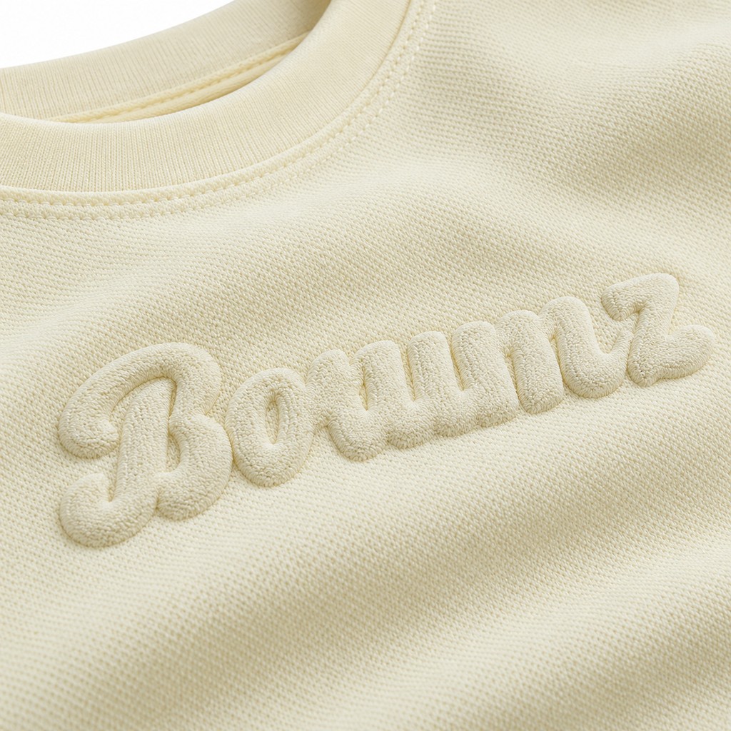 Butter Yellow Embossed Logo Oversized Crewneck Sweatshirt – Unisex