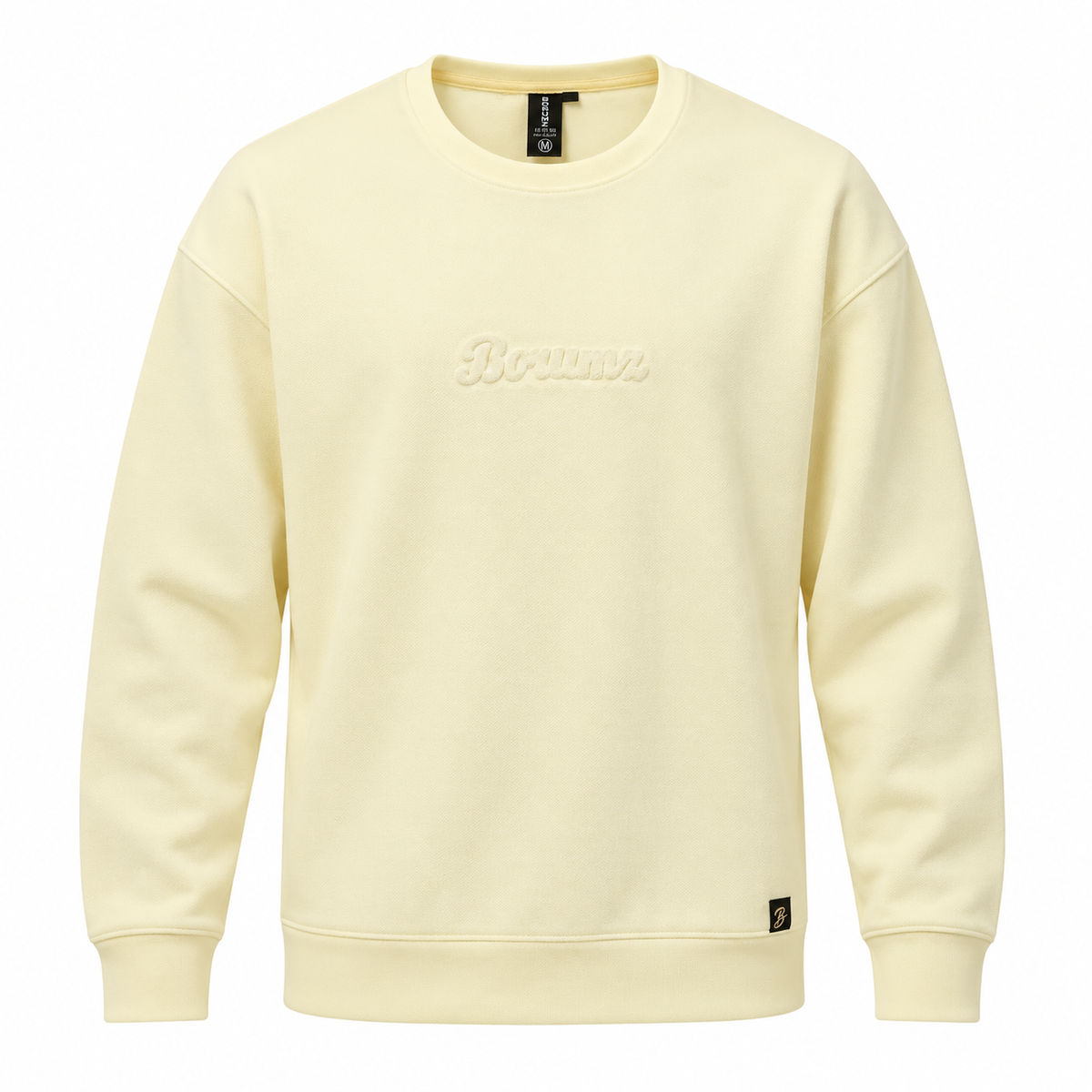 Butter Yellow Embossed Logo Oversized Crewneck Sweatshirt – Unisex