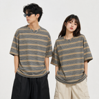 Camel Brown Striped Oversized T-Shirt