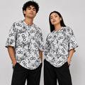 Abstract Logo Print Oversized T-Shirt - Charcoal Grey
