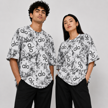 Abstract Logo Print Oversized T-Shirt - Charcoal Grey
