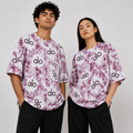 Abstract Logo Print Oversized T-Shirt – Burgundy & White