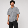 Black & Blue Striped Zip Polo Shirt | Knit Polo