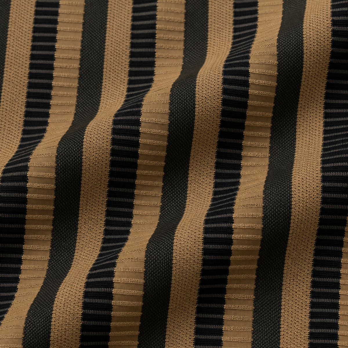 Chocolate Brown & Black Textured Striped Crewneck Sweatshirt – Unisex