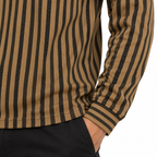 Chocolate Brown & Black Textured Striped Crewneck Sweatshirt – Unisex