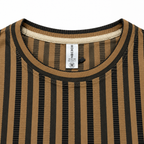 Chocolate Brown & Black Textured Striped Crewneck Sweatshirt – Unisex