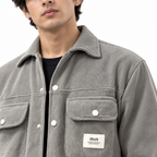Corduroy Boxy Fit Double Pocket Shirt – Stone Grey