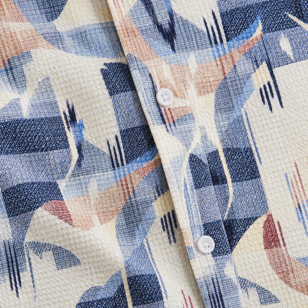 Coastal Canvas Abstract Cuban Shirt Blue | Boxy fit