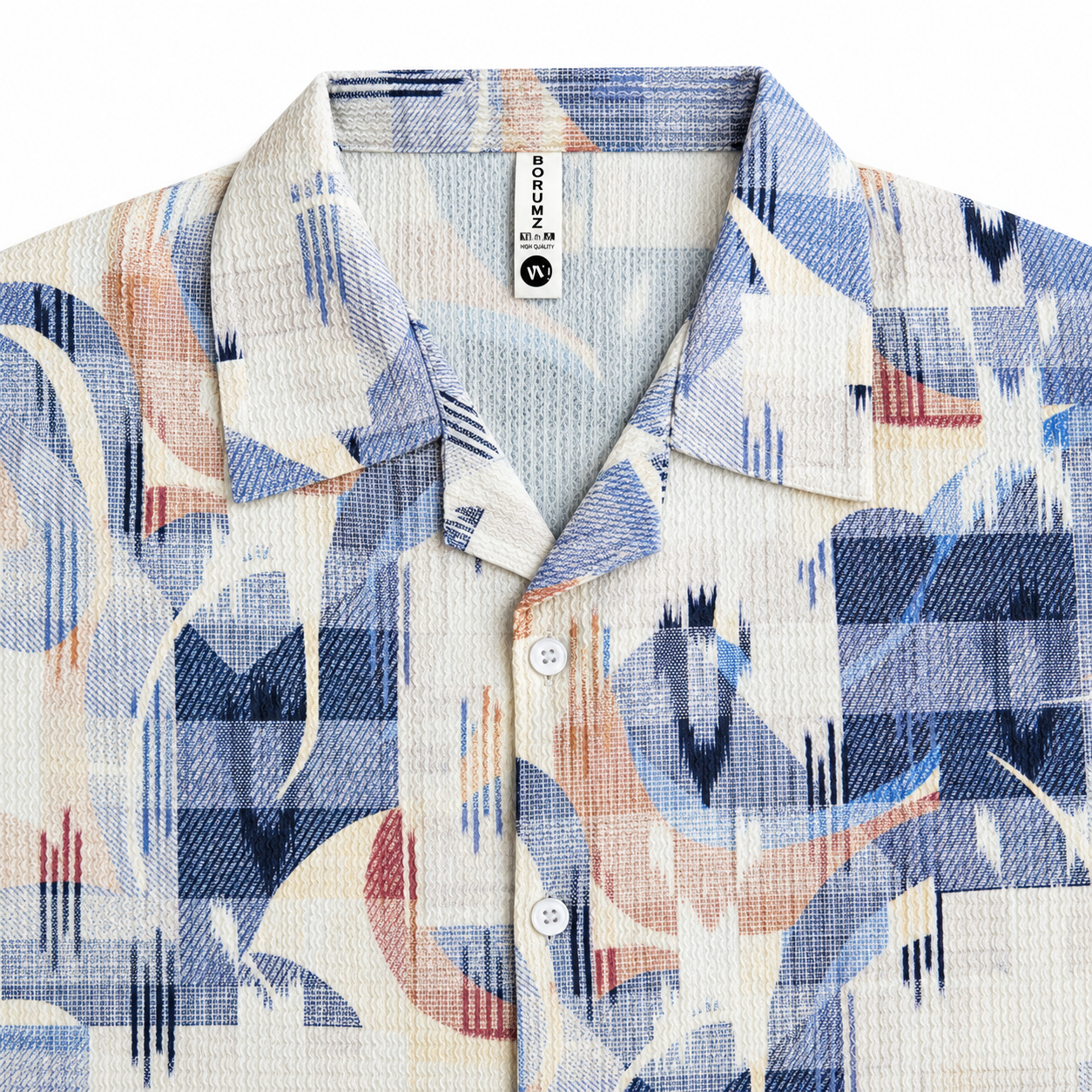 Coastal Canvas Abstract Cuban Shirt Blue | Boxy fit